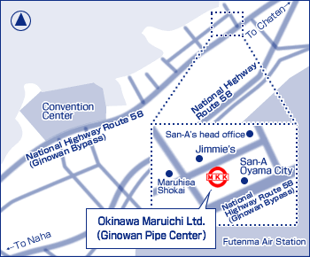 Ginowan Pipe Center map