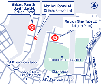 Head Office and Shikoku Plant map